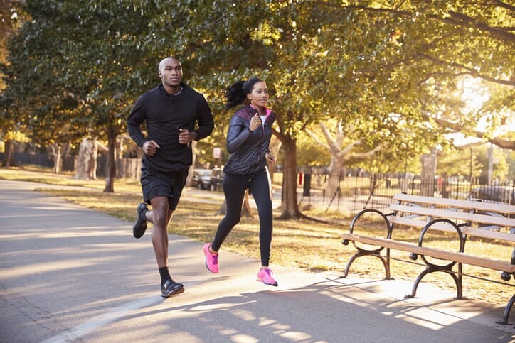 New York couple running in the park