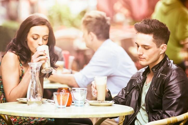 Young couple on a bad date.