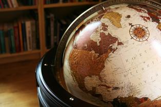 globe, world map, wood, vintage look