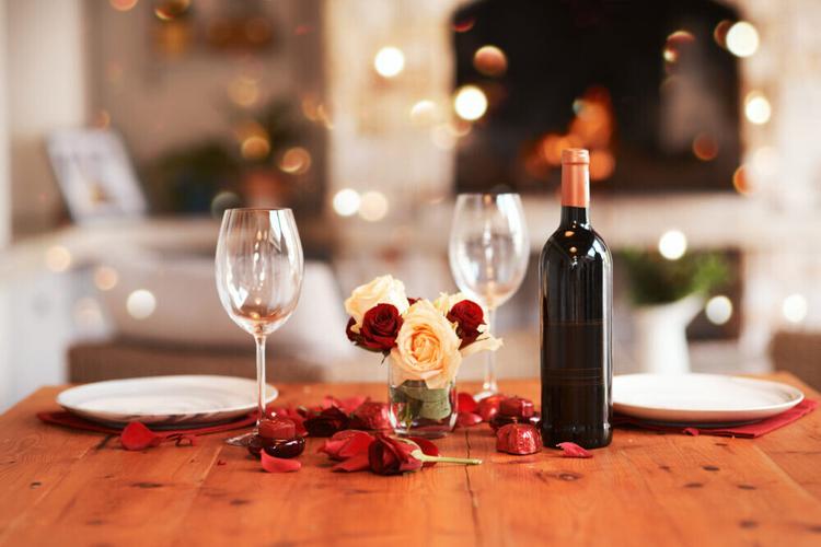 Cropped shot of a romantic dinner setting on Valentine's Day