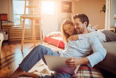 Happy couple who used online dating