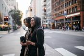 los Angeles couple crossing the street